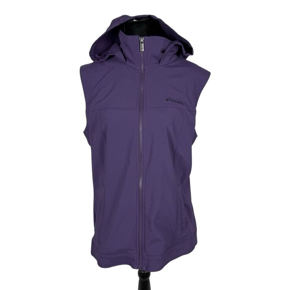 Columbia Soft Shell Purple Hooded‎ Vest - Women’s L